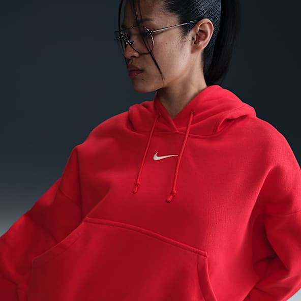 Womens Red Hoodies Pullovers. Nike